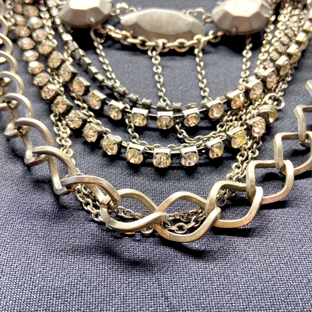 NWOT Multi-Chain & Rhinestone Victorian-Gothic Necklace - Picture 3 of 11